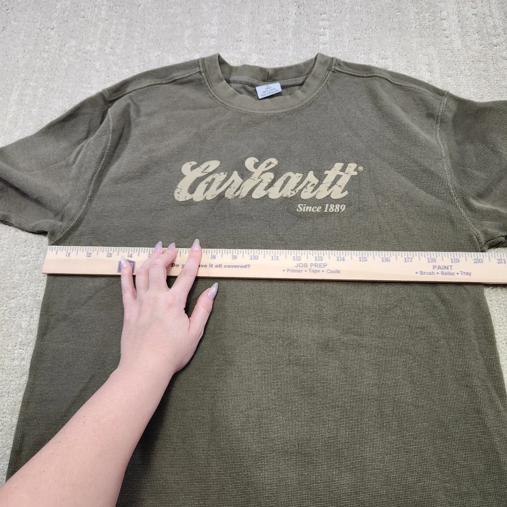 Vintage Carhartt Shirt Men Large Tall Thermal Waffle Knit Workwear Green Y2K - Picture 3 of 10